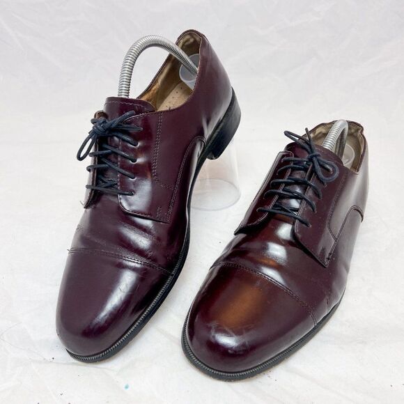 Bostonian Mens Classics Akron 20398 Burgundy Leather Oxford Dress Shoes Sz 10 M